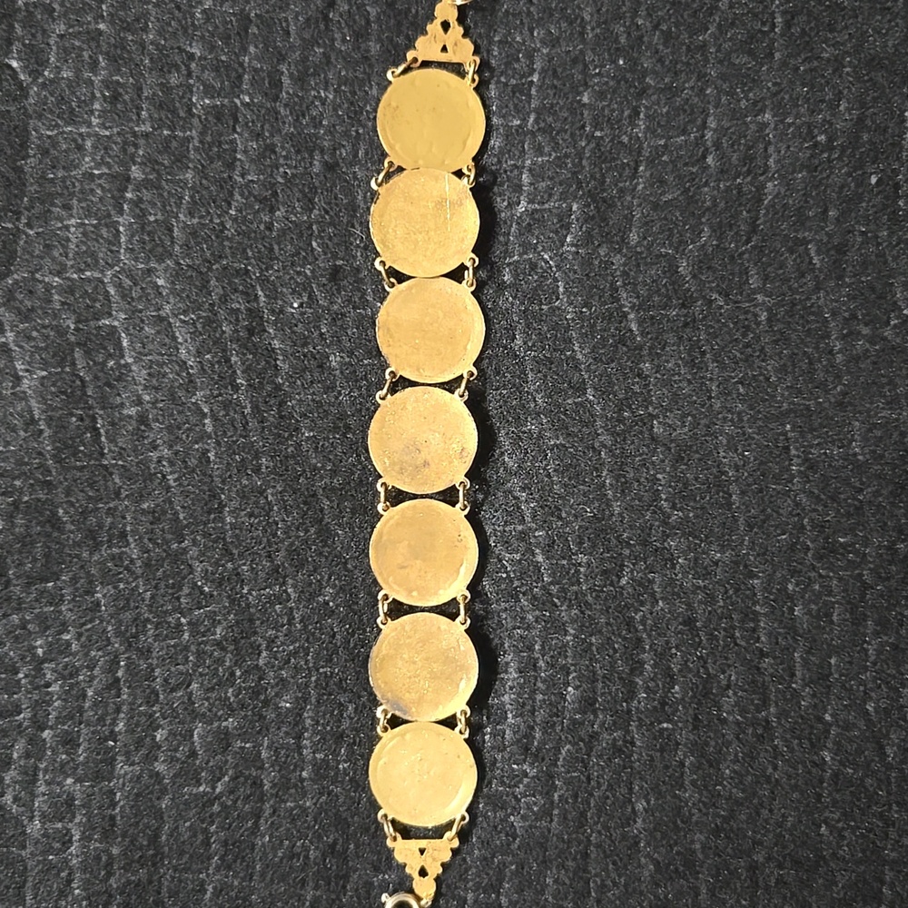 Vtg Goldtone Panel Bracelet - Picture 2 of 11